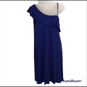 One shoulder blue dress
